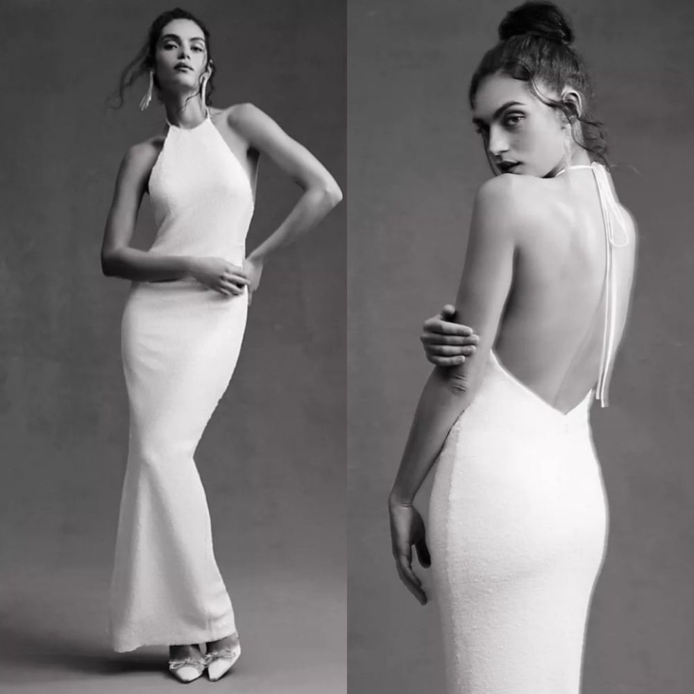 Nwt Anthropologie BHLDN Ronny Kobo Halo Dress High Neck Sequined wedding dress